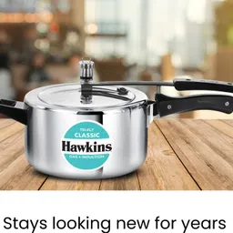 hawkins Classic 4 Litre Pressure Cooker, Triply Stainless Steel Cooker (SSTCL40) 4 L Induction Bottom Pressure Cooker image 3