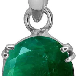 bwm gems Certified 7.25 Ratti Green Emerald Gemstone / Panna Stone Excellent Quality Silver Pendant for Men and Women Emerald Silver Pendant-picture-15