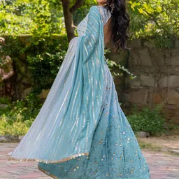 HOUSE OF JAMOTI Embroidered Sequinned Ready to Wear Lehenga & Blouse With Dupatta image 4