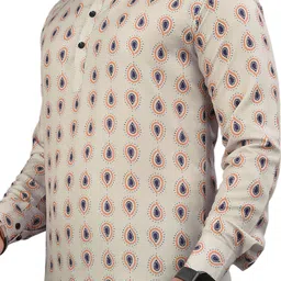 sedum sestri Men Printed Viscose Rayon Straight Kurta image 3