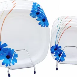 perfectdine NW_ Plates Floral Print Square Plates (4 Full Plate+4 Half Half) Dinner Plate image 1