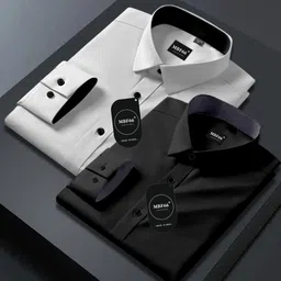 mbf66 Men Slim Fit Solid Spread Collar Casual Shirt-picture-26