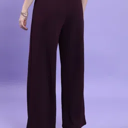 tokyo talkies Women Flared Maroon Cotton Blend Trousers image 2