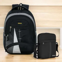 zerus Black Backpack for School College Office Travel with Free Sling Bag Combo Set Waterproof School Bag-picture-44