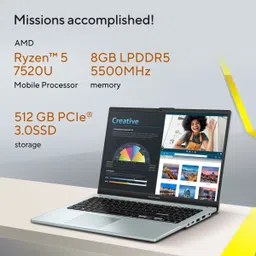 ASUS Vivobook Go 15 (2025) with Office 2024 + M365 Basic*, AMD Ryzen 5 Quad Core 7520U - (8 GB/512 GB SSD/Windows 11 Home) E1504FA-BQ2523WS Thin and Light Laptop image 3