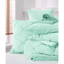 the white moss Marquis Pleat Pinch luxurious AC King Comforter with 2 Pillow Cover image 5