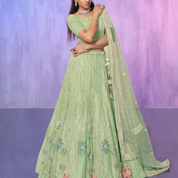 Fusionic Embroidered Sequinned Semi-Stitched Lehenga Choli With Dupatta image 5