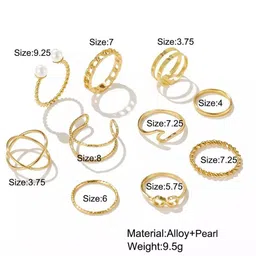 Pinapes Set Of 10 Gold-Plated Adjustable Finger Ring image 3