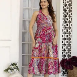 liaparo Printed Viscose Rayon Stitched Flared/A-line Gown image 4