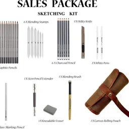 definite Artist 33 Pcs Sketching and Drawing Art Kit with Pencil Rolling Pouch Pencil image 2