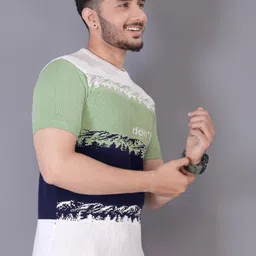 ravi internationall Men Printed Round Neck Cotton Blend Multicolor T-Shirt image 5