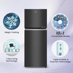haier 328 L Frost Free Double Door Top Mount 3 Star Convertible Refrigerator with Convertible 14-in-1,1 hour Icing image 3