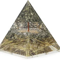 solava Original Pyrite Crystal Pyramid for Money Good Luck Prosperity Positivity Vastu Decorative Showpiece - 8.5 cm image 1
