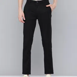 flying machine Men Slim Fit Black Cotton Blend Trousers image 1