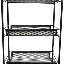 Kavik 3-Tier Revolving Multipurpose Metal Trolley Storage Rack with Wheels Stainless Steel, Plastic Kitchen Trolley-image-69