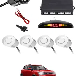 maties Car Parking Sensors - Set of 4 with Reverse Parking Camera (White)-319 White Reversing Electromagnetic Parking Sensors With Camera-319 Parking Sensor image 1