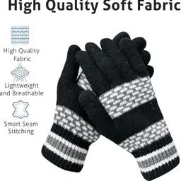 sfab Striped, Self Design, Printed Winter Men Gloves image 5