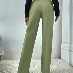 kotty Women Regular Fit Green Viscose Rayon Trousers image 3