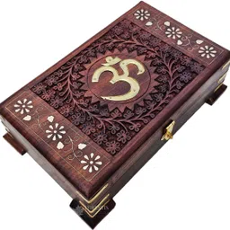 forestis gallinaria Wooden OM Box for Good Luck| Vanity Box| Jewellery (10X6,OM Padestal) Cash Box-picture-13