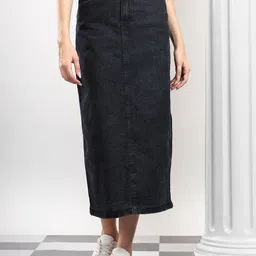 kotty Women Solid Asymetric Black Skirt-picture-28