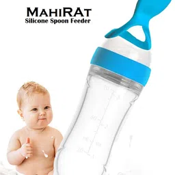 mahirat Baby Squeezy Food Grade Silicone Feeder Bottle with Spoon Feeder For Baby 90ml Feeder-picture-12