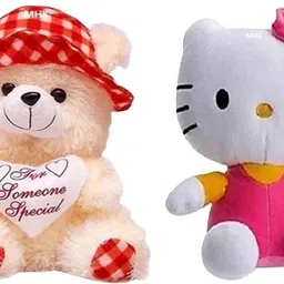 mhk HELLOLKITTY & BUTTER RED CAP Soft Stuffed Toy - 18 cm image 1
