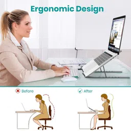 ASTOUND Adjustable Aluminum Laptop Table Stand Tablet Foldable Desktop Cooling Holder Portable Notebook Bracket Laptop Stand Folding Desktop Holder For Desk 11-17 Inch Laptop Stand Aluminium, Steel Floor and Desk Stand Laptop Stand with Adjustable Height Compatible with Universal Laptops image 5