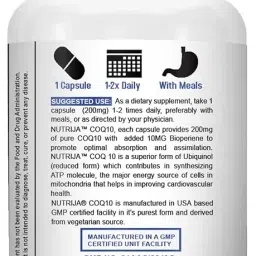 NutriJa High Absorption Coenzyme Q10 CoQ10 200mg with Bioperine 10mg (60 Capsules) image 3