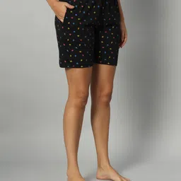 dressbase Printed Women Black Casual Shorts image 1