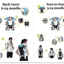 auctimo 4-in-1 Adjustable Baby Carrier Cum Kangaroo Bag/Honeycomb Texture Baby Carry Sling/Back/Front Carrier for Baby with Safety Belt and Buckle Straps (Blue Look) Baby Carrier (Blue, Front Carry facing in) Baby Carrier image 3