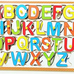 jaraglobal Small Capital ABCD Alphabet Letters Wooden Puzzle with Knob, Small Capital English Alphabet ABCD Puzzle for Kids Multicolour, Montessori Educational Learning Letters Toy for Kids image 4