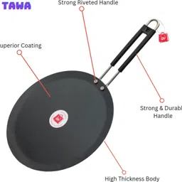 LAZYwindow Induction base flat Iron Tawa Tawa 24 cm diameter image 2
