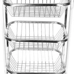 zobby 3 Layer Square Vegetable and Fruit Trolley/Basket/Stand For Modern Kitchen Storage Rack Stainless Steel Kitchen Trolley Stainless Steel Kitchen Trolley Steel Kitchen Trolley-picture-22