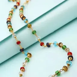 vivity Multi Color Gold Plated Maharaja Crystal Ratna Mala Crystal Gold-plated Plated Brass, Copper Chain-picture-16