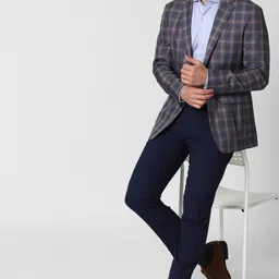 peter england Men Checkered Single Breasted Formal Blazer image 5