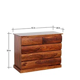 PIPERCRAFTS Made Wood Drawers for Storage/Chester Drawer/Chest of Rack/Chest for Clothes/Chest of Drawers Wooden in Honey Oak Finish image 2