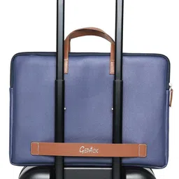 GEPACK Unisex Navy Blue & Brown Laptop Bag image 4