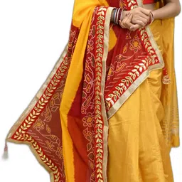 ranisatiya creation Poly Georgette Printed Red, Yellow Women Dupatta-picture-19