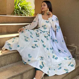sutariyaenterprise Floral Print Georgette Stitched Anarkali Gown image 4