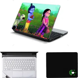 Mitram 3in1 Laptop Accessories Combo 15.6 Inch Cute Radha Krishna laptop Skins Stickers, Mouse Pad and Palmrest Skin for HP-DELL-Lenovo-Asus-Acer Laptops || Notebooks Combo Set-picture-27