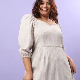 instafab plus Women A-line Grey Midi/Calf Length Dress image 5