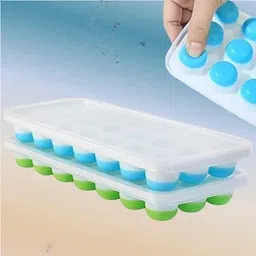 Ice Cube for Freezer with Lid 21 Cavaties with Pop Up Easy Release bg 106 Blue, Green Silicone Ice Ball Tray-image-85