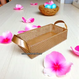 asha enchant decor Cast Iron Hamper Basket with Handles, Multipurpose Decorative Tray for Gifting and Packing Storage Basket image 2