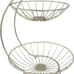 prime krafts 2 Tier Fruit Basket Kitchen Counter Organizer for Produce & Food Storage Iron Fruit & Vegetable Basket image 4