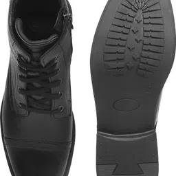 zoom shoes Genuine Leather High Ankle Boots| Lace-up & Soft Cushioned Insole Daily Comfort Boots For Men image 4