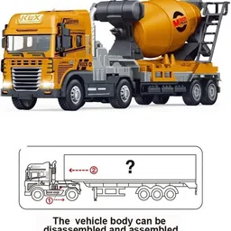 devdhan Metal Die Cast Construction Toys, Cement Mixer Truck, Lights and Sound image 5