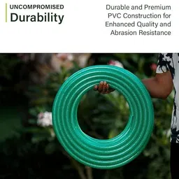 ramanar 15 meter (50 ft) 3/4"(20 mm) braided 3 layered heavy duty water hose connector and clamps water gardening cleaning out door indoor use Hose Pipe image 4