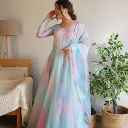 zinariya fab Printed Georgette Stitched Anarkali Gown image 2