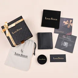 louis stitch Men Casual Black Genuine Leather RFID Wallet image 5