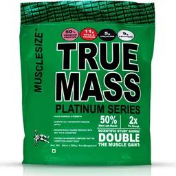 muscle size TRUE MASS PLATINUM SERIES MASS GAINER (3lbs,) Weight Gainers/Mass Gainers-picture-24